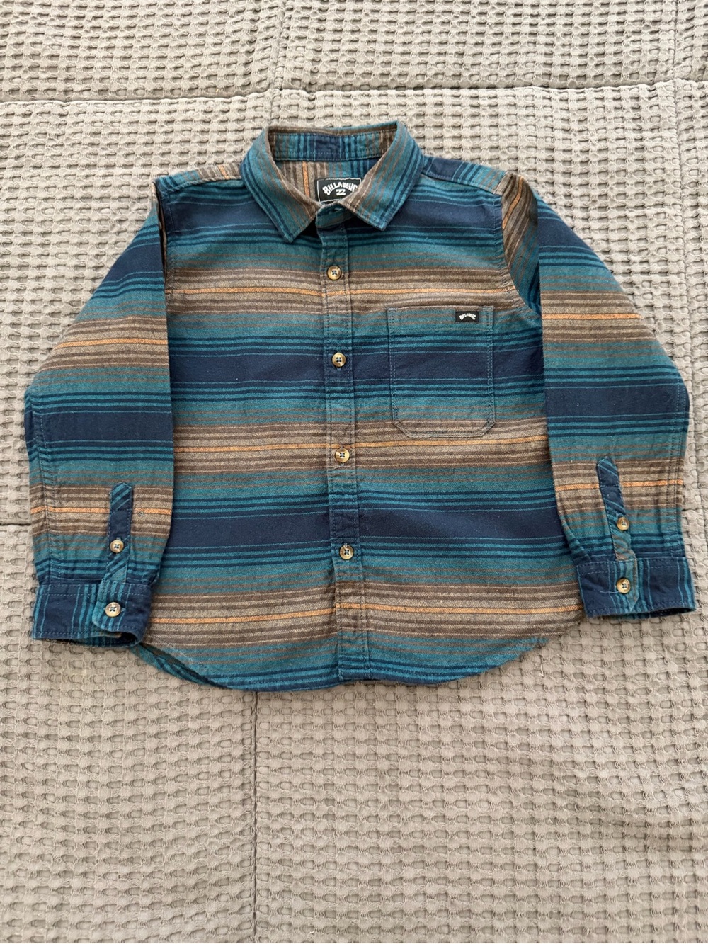 Billabong Boys Blue and Brown Striped Button-Down Shirt